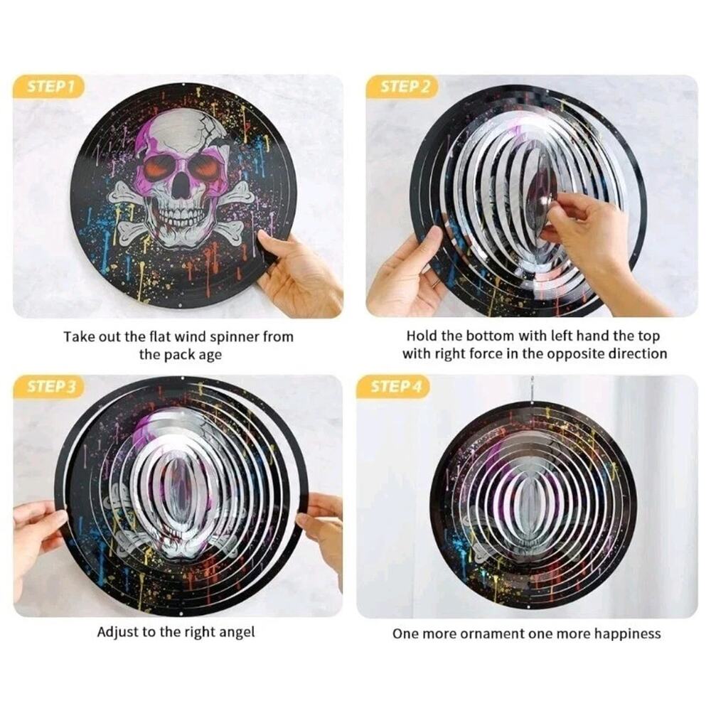 Chaoaixx Skull Wind Spinner Hanging Decoration 12 Inch Kinetic Art Brand new - Picture 3 of 11